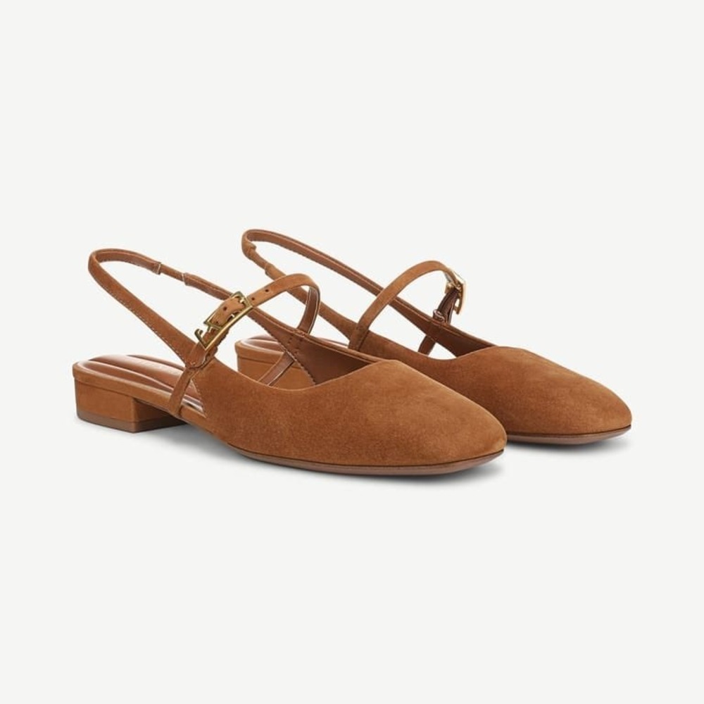 Franco Sarto Destin slingback flats Brown Suede NWOB Women's size 6